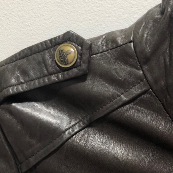 Guess Jeans Genuine Leather Moto Brown Cheetah print Jacket - Picture 6 of 11